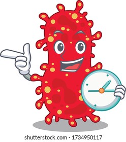 Moraxella mascot design concept smiling with clock