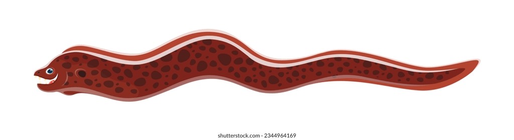 Moray eel character. Isolated cartoon vector serpentine predatory animal found in tropical oceans. With its elongated body, sharp teeth and excellent camouflage, it is a formidable underwater predator