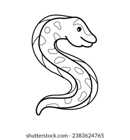 Moray eel. Coloring page, coloring book page. Black and white vector illustration.