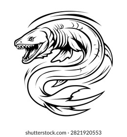 Moray eel illustration hand drawn vector line art isolated on white