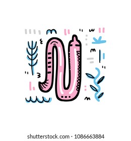Moray eel in the sea. Underwater world theme concept. Handdrawn nautical design made in vector.