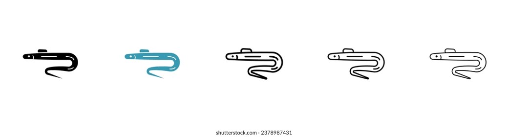 moray eel vector thin line icon set. electric snake fish vector symbol for web ui designs