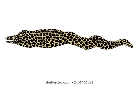 Moray icon, simple drawing of conger eel spotted fish.