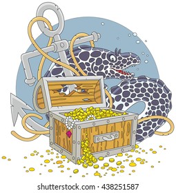 Moray and a treasure chest
