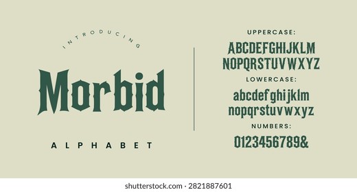 Morbid spooky horror monster font style for Halloween party poster and dark gothic typography design vector