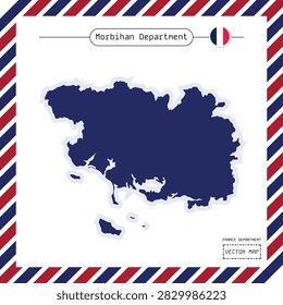 Morbihan department vector map of Brittany, France, ideal for coastal tourism, travel publications, regional geography, educational graphics, business and cartographic projects.