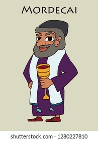 Mordecai cartoon portrait, funny illustration of jewish historical character