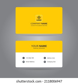 Morden Creative and Clean Double sided Business Card. Yellow and Black Colours. Vector Illustration. Stationery Design. EPS10