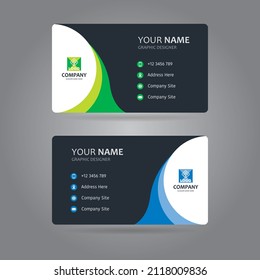 Morden Green and Blue Business Cards. Clean and Creative Business card template. EPS10