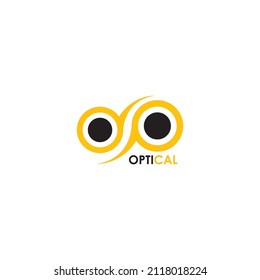 Morden optical logo. Yellow color. Vector illustration. EPS10