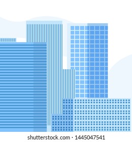Mordern blue building design vector illustration.Tower with sky background