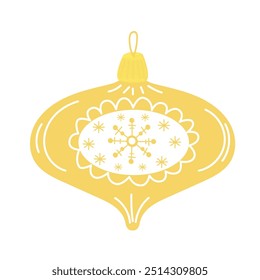 Mordern Christmas decoration yellow gold color. Vector illustration isolated.