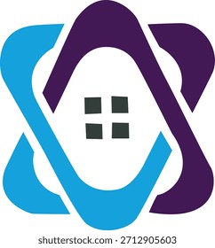 Mordern Geometric Colorful Shape Vector logo with Center – Abstract Symmetric Design.