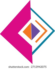 Mordern Geometric Colorful Shape Vector logo with Center – Abstract Symmetric Design.
