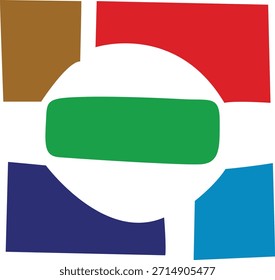 Logotipo de Vector de forma colorida geométrica moderna con centro: diseño simétrico Abstractas.