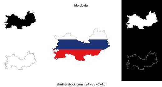 Mordovia blank outline map set