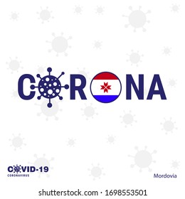 Mordovia Coronavirus Typography. COVID-19 country banner. Stay home, Stay Healthy. Take care of your own health