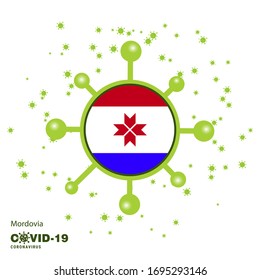 Mordovia Coronavius Flag Awareness Background. Stay home, Stay Healthy. Take care of your own health. Pray for Country