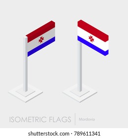 Mordovia flag 3d isometric style