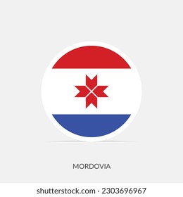 Mordovia round flag icon with shadow.