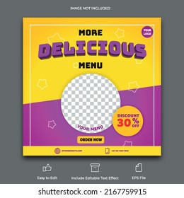 more delicious menu simple social Media  Post template