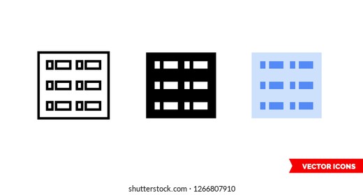 More details icon of 3 types: color, black and white, outline. Isolated vector sign symbol.