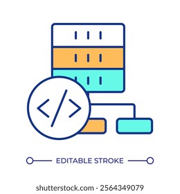 More developer control RGB color icon. Coding symbol with data service. Choosing current information for research. Isolated vector illustration. Simple filled line drawing. Editable stroke