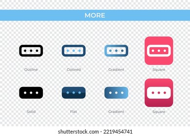 more icon in different style. more vector icons designed in outline, solid, colored, gradient, and flat style. Symbol, logo illustration. Vector illustration