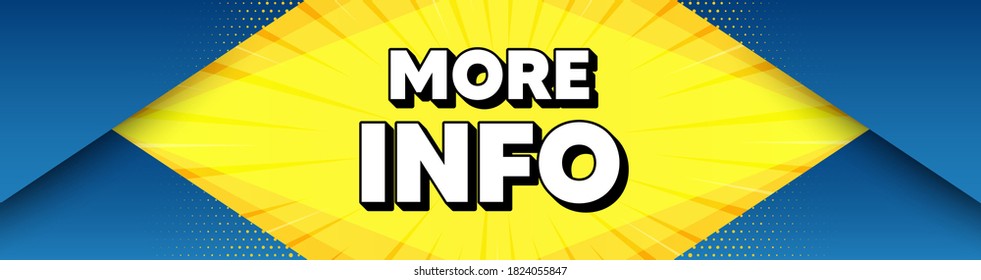 More info symbol. Modern background with offer message. Navigation sign. Read description. Best advertising abstract banner. More info badge shape. Abstract yellow background. Vector