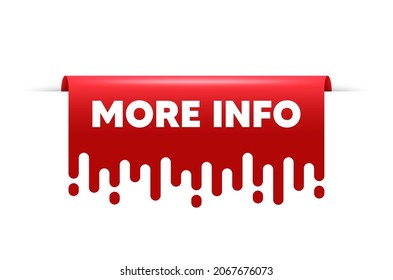 More info symbol. Red ribbon tag banner. Navigation sign. Read description. More info sticker ribbon badge banner. Red sale label. Vector