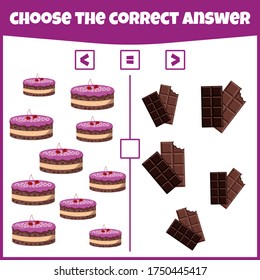 Más o menos igual. Compara el número. Juego de conteo. Juego matemático educativo. Juego de matemáticas para niños.