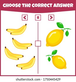 More less or equal. Compare the number. Counting game. Educational mathematical game. Math game for kids.