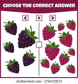More less or equal. Compare the number. Counting game. Educational mathematical game. Math game for kids.