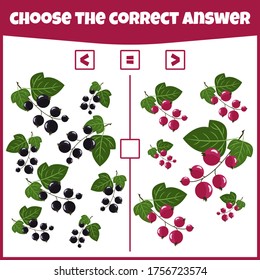 More less or equal. Compare the number. Counting game. Educational mathematical game. Math game for kids.