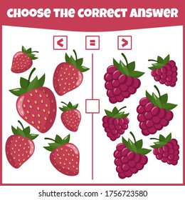 More less or equal. Compare the number. Counting game. Educational mathematical game. Math game for kids.
