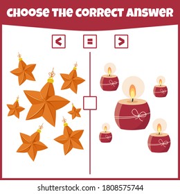 More less or equal. Compare the number. Counting game. Educational mathematical game. Math game for kids.
