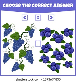 More less or equal. Compare the number. Counting game. Educational mathematical game. Math game for kids.