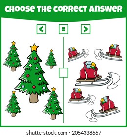 More less or equal. Compare the number. Counting game. Educational mathematical game. Math game for kids.