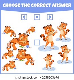 More less or equal. Compare the number. Counting game. Educational mathematical game. Math game for kids.