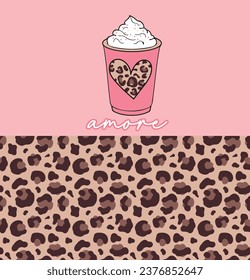 more love coffee animal print 