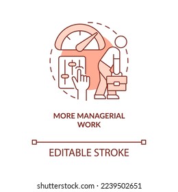 More managerial work terracotta concept icon. Outstaffing negative effect abstract idea thin line illustration. Isolated outline drawing. Editable stroke. Arial, Myriad Pro-Bold fonts used