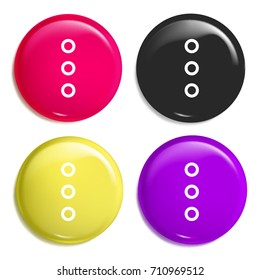 More multi color glossy badge icon set. Realistic shiny badge icon or logo mockup