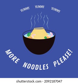 More Noodles Please Bowl of Ramen Vector Graphic