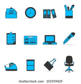 More office icon set in duo tone colors.Transparent shadows placed on layer beneath.