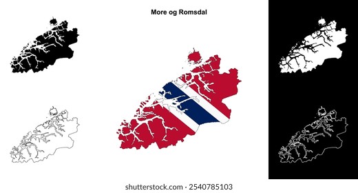 Mais og Romsdal county outline map set