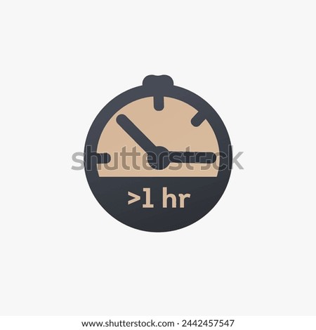 More then one hour left. Extra hour, extra time icon. Stock vector illustration isolated