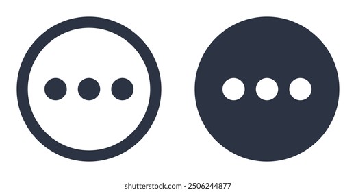 More, Options, Menu or Horizontal dots simple icons set designed in filled, outline, line and stroke style