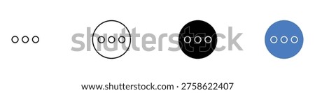 More options menu and horizontal ellipsis icon set. User interface navigation and settings symbol. Vector Illustration.
