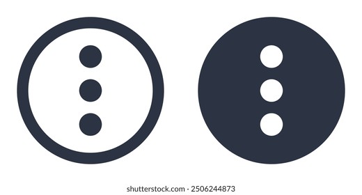 More, Options or Vertical dots simple icons set designed in filled, outline, line and stroke style