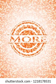 More orange tile background illustration. Square geometric mosaic seamless pattern with emblem inside.